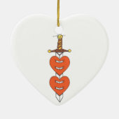 Dagger en hart Klassiek Knife Tattoo Design Keramisch Ornament (Achterkant)