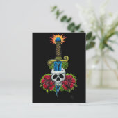 Dagger, schedel en Rozen Briefkaart (Staand voorkant)
