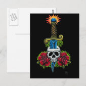 Dagger, schedel en Rozen Briefkaart (Voorkant / Achterkant)