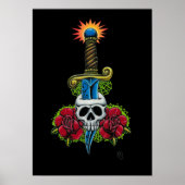 Dagger, Skull en Rozen afdrukken Poster (Voorkant)