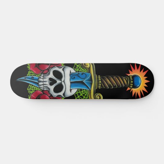 Dagger, Skull en Rozen Skateboard (Horizontaal)