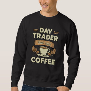 Daghandelaar op de aandelenmarkt gewoon koffie toe trui