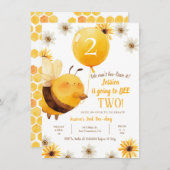 Dagje en Bee Zonnebloem Tweede Verjaardag Kaart (Voorkant / Achterkant)