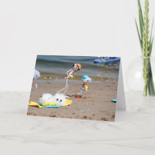 Dagje strand van de Fubby's die met zwemkleding. Bedankkaart