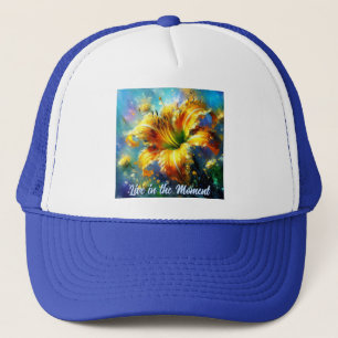 Daglelie Daglelies Bloem Geel Teal Persoonlijk Trucker Pet