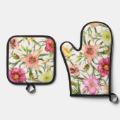 Daglelies Floral Botanical Art Design Ovenwant & Pannenlap Set (Voorkant)