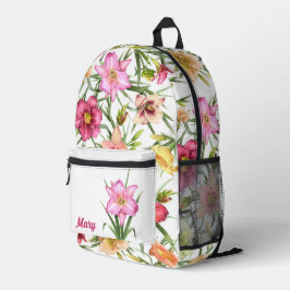 Daglelies Floral Botanische Kunst Gepersonaliseerd Bedrukte Rugzak