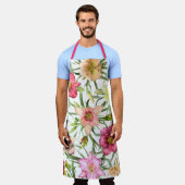 Daglelies overal bloemige botanische print schort (Gedragen)