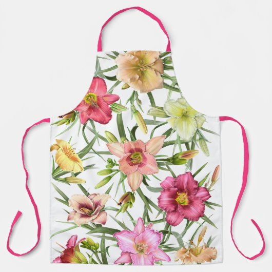 Daglelies overal bloemige botanische print schort (Voorkant)