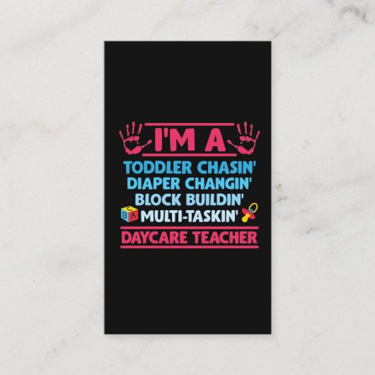 Dagleraar Luider Toddler Kinderverzorger Visitekaartje (Voorkant)