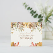 Daglichtbesparende Herfst Rug Herinneringen Busine Aankondigingskaart (Staand voorkant)