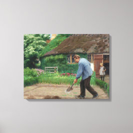 Dagmiddag in de tuin (door H.A. Brendekilde) Canvas Afdruk