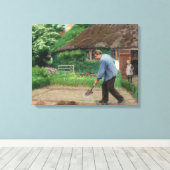 Dagmiddag in de tuin (door H.A. Brendekilde) Canvas Afdruk (Insitu (Houten vloer))