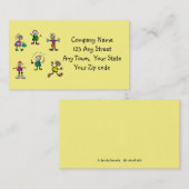 Dagopvang, kinderopvang, leraar of babysitten geel visitekaartje (Voorkant / Achterkant)