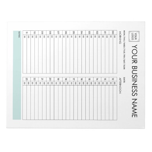 DAGPLANNER 30 MINUTEN INTERVAL VOEG UW LOGO TOE NOTITIEBLOK (Voorkant)