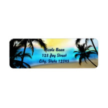 Dagrand Strand & Palmbomen Tropische adreslabels