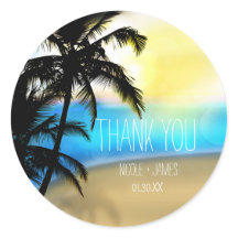 Dagrand strand & palmbomen tropische favor sticker