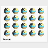 Dagrand Strand & Palmboom Tropisch Favoriete Stick Ronde Sticker (Vel)