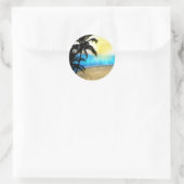 Dagrand Strand & Palmboom Tropisch Favoriete Stick Ronde Sticker (Tas)