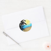 Dagrand Strand & Palmboom Tropisch Favoriete Stick Ronde Sticker (Envelop)