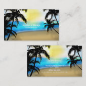 Dagstrand- en palmbomen Tropisch Visitekaartje (Voorkant / Achterkant)