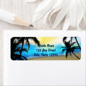 Dagstrand- en palmbomen Tropische Adresetiketten Etiket (Insitu)