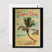 Dagtona Beach Palm Tree Vintage Travel Briefkaart (Voorkant / Achterkant)