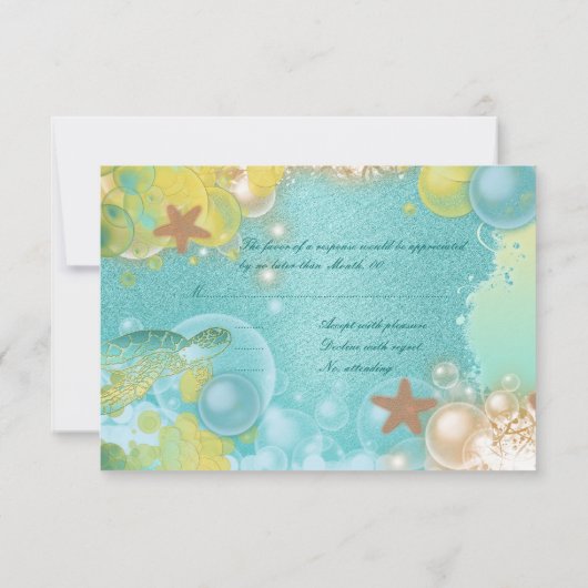 Dagvaardijschildpadden, zeester RSVP kaartje (Achterkant)