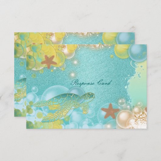 Dagvaardijschildpadden, zeester RSVP kaartje (Voorkant / Achterkant)