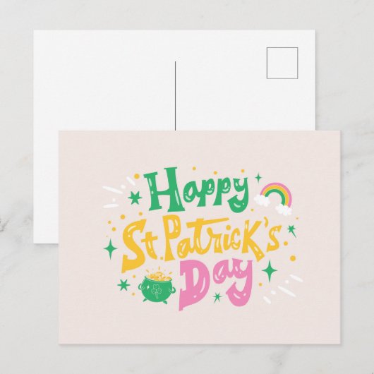 DAGVERLETTERING VOOR SAINT PATRICKS BRIEFKAART (Voorkant / Achterkant)