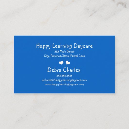 Dagverzorging, kinderen, kleurrijk visitekaartje (Achterkant)