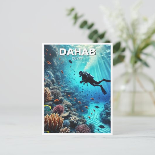 Dahab Egypt Scuba Diver Briefkaart (Staand voorkant)
