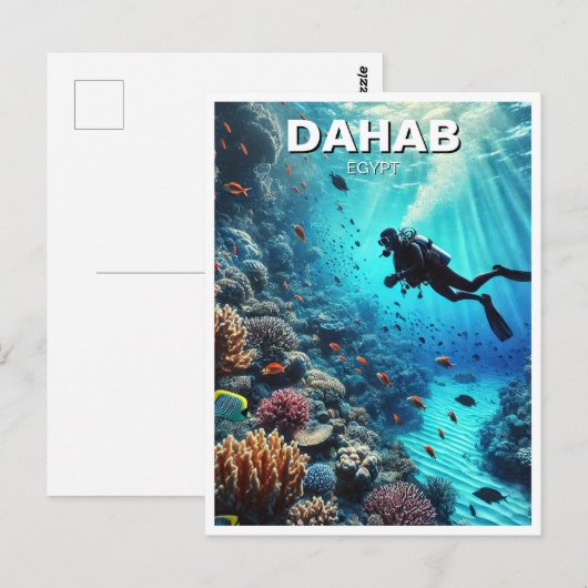 Dahab Egypt Scuba Diver Briefkaart (Voorkant / Achterkant)