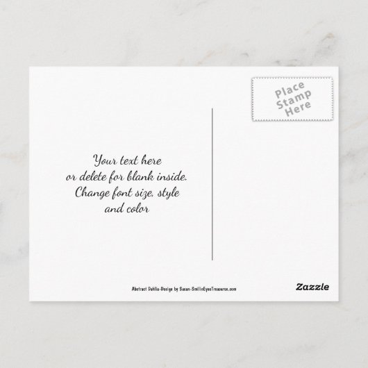 Dahlia Abstracte Bloem Dank Je Postkaart (Achterkant)