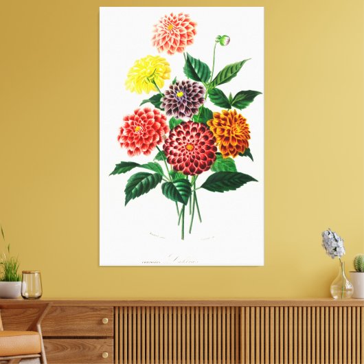 Dahlia afgebeeld canvas afdruk (Insitu (Woonkamer))