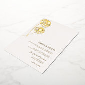 Dahlia Art Schets Goud Modern Herfst Bruiloft Goud Folie Uitnodiging (Gedraaid)