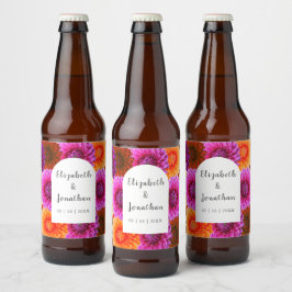 Dahlia Autumn Floral Wedding Bier Etiket