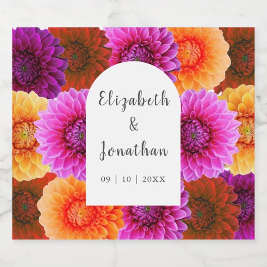 Dahlia Autumn Floral Wedding Bier Etiket (Enkel label)