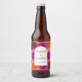 Dahlia Autumn Floral Wedding Bier Etiket (Voorkant)