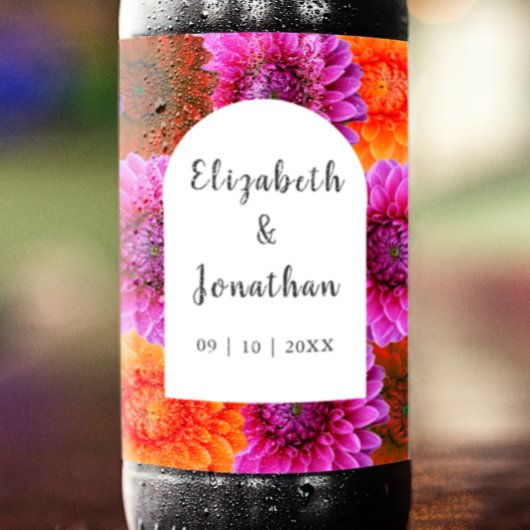Dahlia Autumn Floral Wedding Bier Etiket