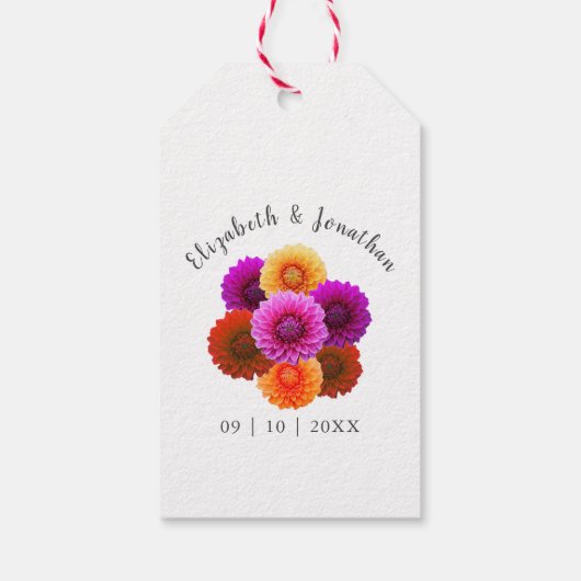 Dahlia Autumn Floral Wedding Cadeaulabel (Achterkant)