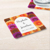 Dahlia Autumn Floral Wedding Kartonnen Onderzetters (Schuin)