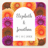 Dahlia Autumn Floral Wedding Kartonnen Onderzetters (Voorkant)