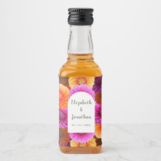 Dahlia Autumn Floral Wedding Likeurfles Etiket (Voorkant)