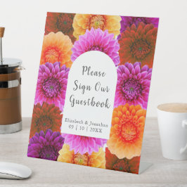 Dahlia Autumn Floral Wedding Reclamebord Met Voetstuk