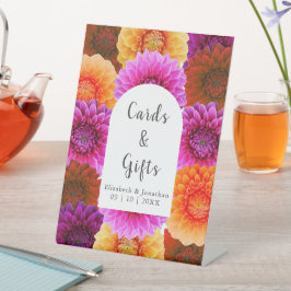 Dahlia Autumn Floral Wedding Reclamebord Met Voetstuk