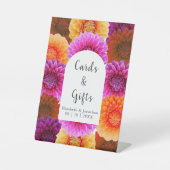 Dahlia Autumn Floral Wedding Reclamebord Met Voetstuk (Voorkant)