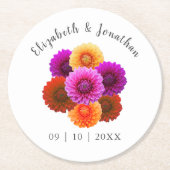 Dahlia Autumn Floral Wedding Ronde Kartonnen Onderzetter (Voorkant)