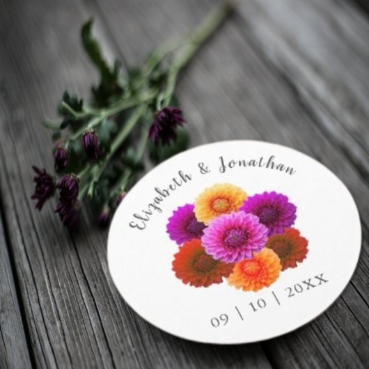 Dahlia Autumn Floral Wedding Ronde Kartonnen Onderzetter