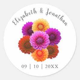 Dahlia Autumn Floral Wedding Ronde Sticker